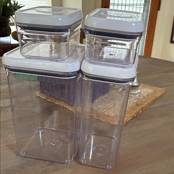 OXO Airtight Food Storage Container Set - 4 Clear with White Lids - Picture 1 of 6